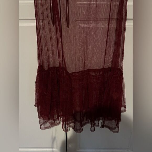 Free People Intimately Sheer Midi Slip Small Burgundy - Picture 6 of 9